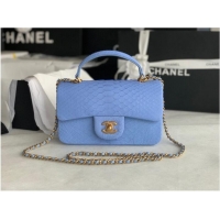 Promotional Chanel Snake skin mini flap bag with top handle AS2431 blue