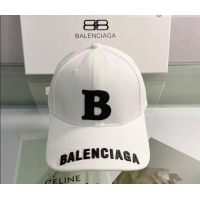 Well Crafted Balenciaga Canvas Baseball Hat 053166 White 2022