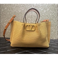 Good Product Valentino VLogo Raffia Tote bag 0330L Yellow 2022