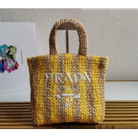 Trendy Design Prada Small Raffia Tote bag 1BG422 Yellow/Beige 2022