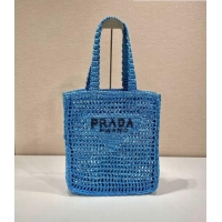 Reasonable Price Prada Woven Raffia Tote Bag 1BG393 Cobalt Blue 2022