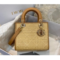 Promotional Dior Medium Lady D-Lite Bag in Natural Beige Cannage Raffia CD1237 2022