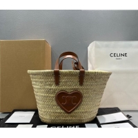 Good Product Celine Love Raffia Basket Bag CE1620 Beige/Brown Heart 2022