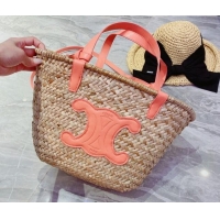 Best Quality Celine Raffia Basket Shopping Bag CD3119 Beige/Peachy Pink 2022