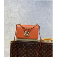 Promotional Louis Vuitton Twist MM Bag in Raffia-Like and Leather M57647 Orange 2022