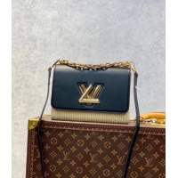 Pretty Style Louis Vuitton Twist MM Bag in Raffia-Like and Leather M57647 Black 2022