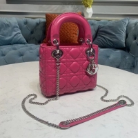 Lady Dior Bag Nano Bag Rose Original Leather D44552 Silver