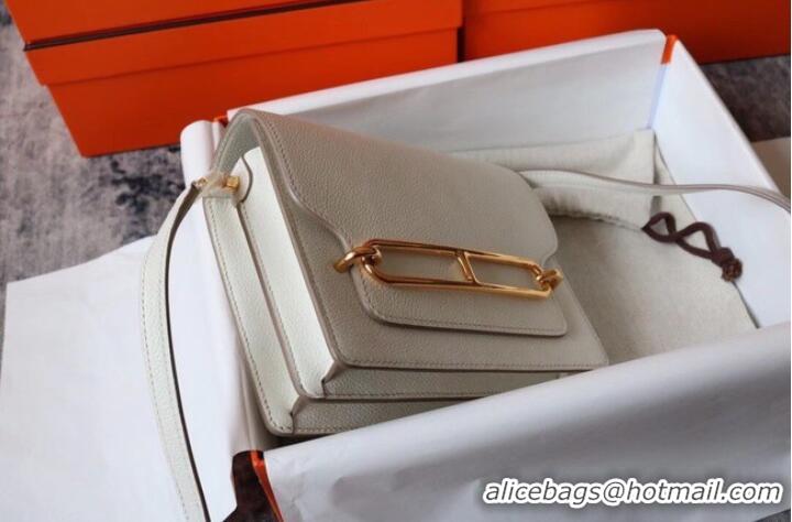 Reasonable Price Hermes Roulis 19cm Evercolor 9D H9003 white&Gold