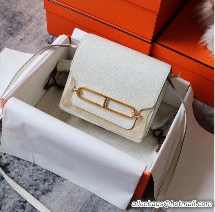 Reasonable Price Hermes Roulis 19cm Evercolor 9D H9003 white&Gold