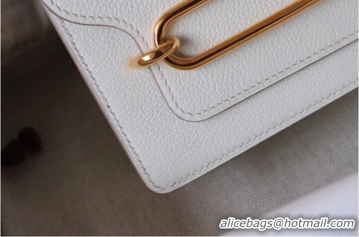 Reasonable Price Hermes Roulis 19cm Evercolor 9D H9003 white&Gold