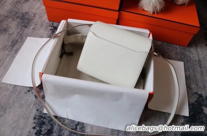 Reasonable Price Hermes Roulis 19cm Evercolor 9D H9003 white&Gold