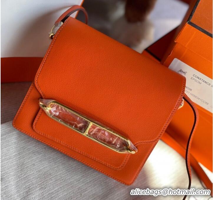 Famous Brand Hermes Roulis 19cm Evercolor 9D H9003 orange&Gold