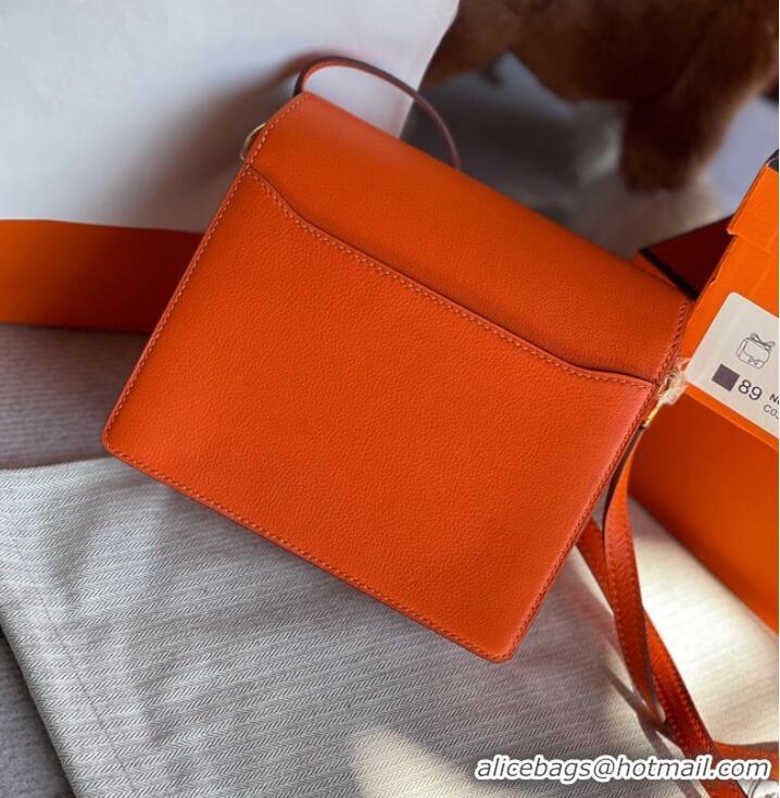 Famous Brand Hermes Roulis 19cm Evercolor 9D H9003 orange&Gold