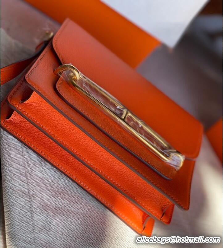 Famous Brand Hermes Roulis 19cm Evercolor 9D H9003 orange&Gold