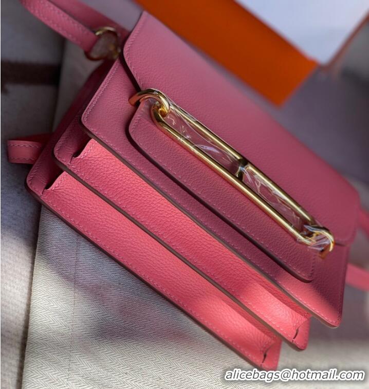 Hot Sell Cheap Hermes Roulis 19cm Evercolor 9D H9003 pink&Gold