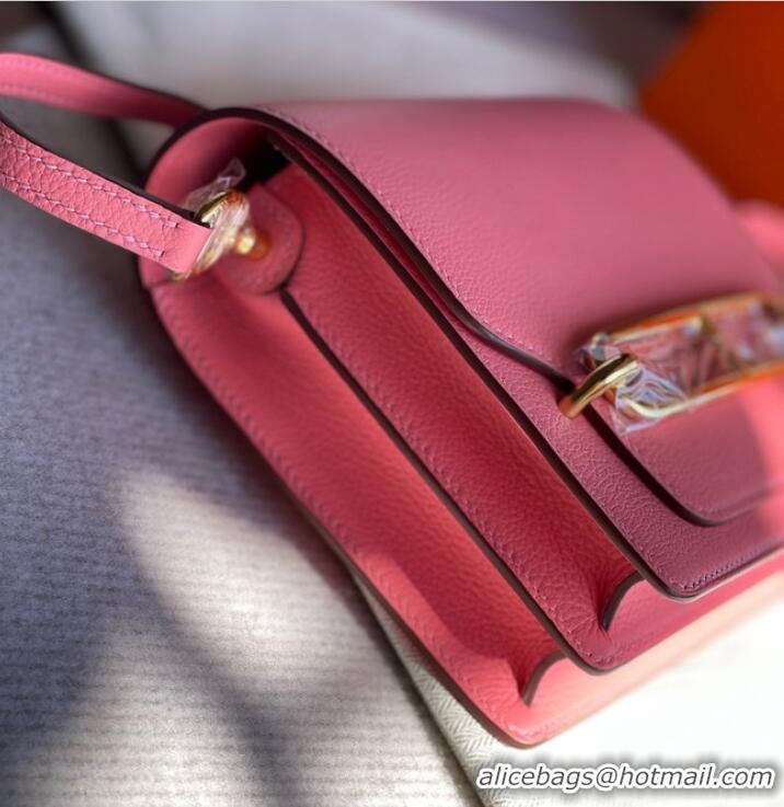 Hot Sell Cheap Hermes Roulis 19cm Evercolor 9D H9003 pink&Gold