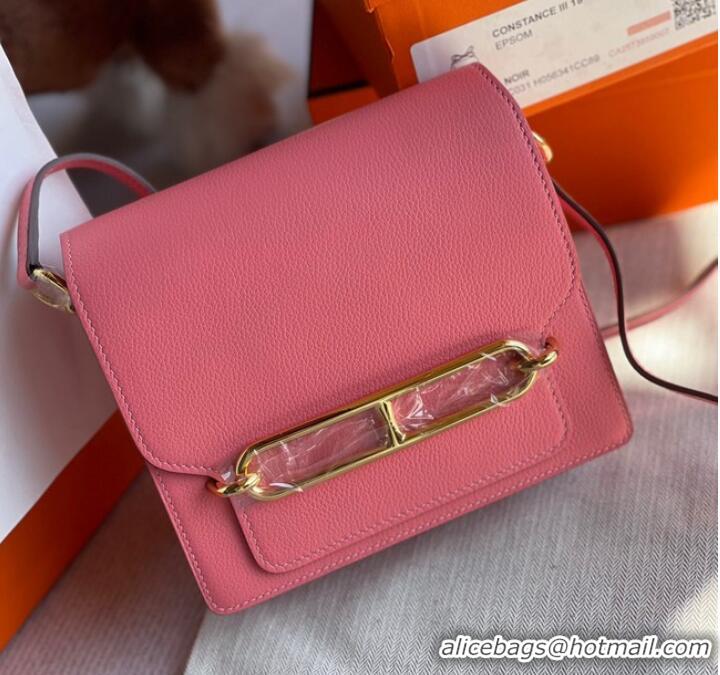 Hot Sell Cheap Hermes Roulis 19cm Evercolor 9D H9003 pink&Gold