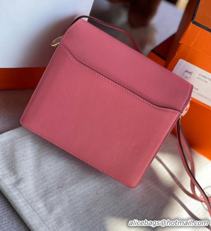 Hot Sell Cheap Hermes Roulis 19cm Evercolor 9D H9003 pink&Gold