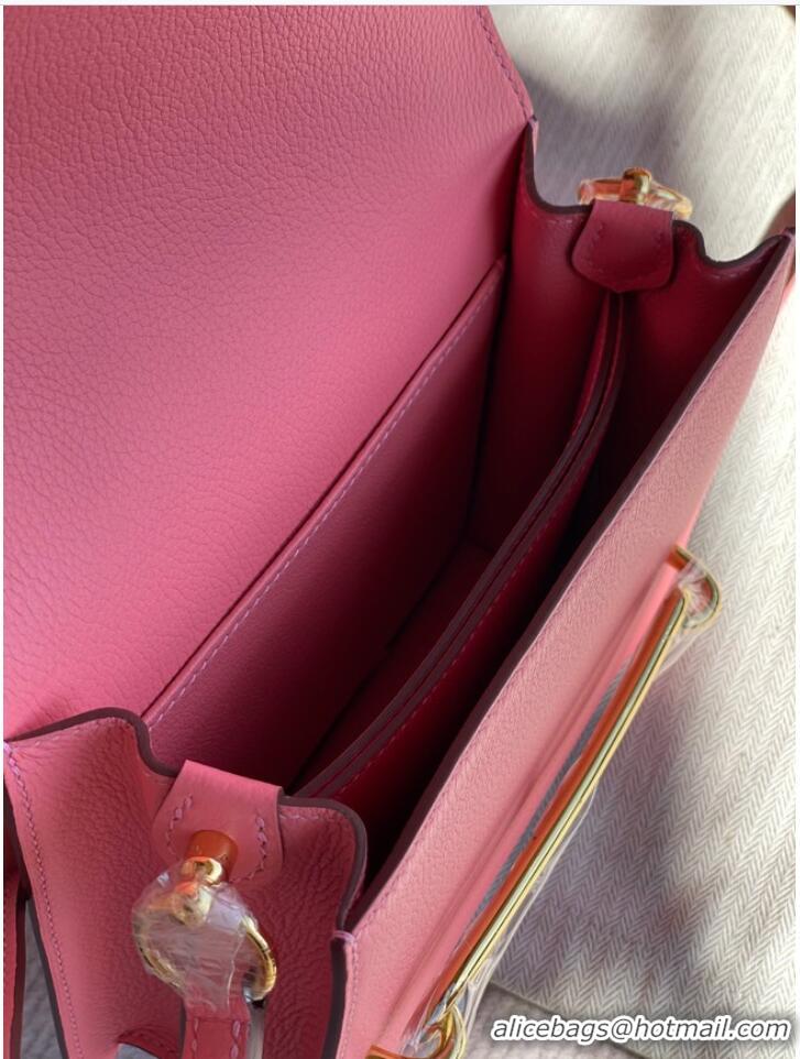 Hot Sell Cheap Hermes Roulis 19cm Evercolor 9D H9003 pink&Gold