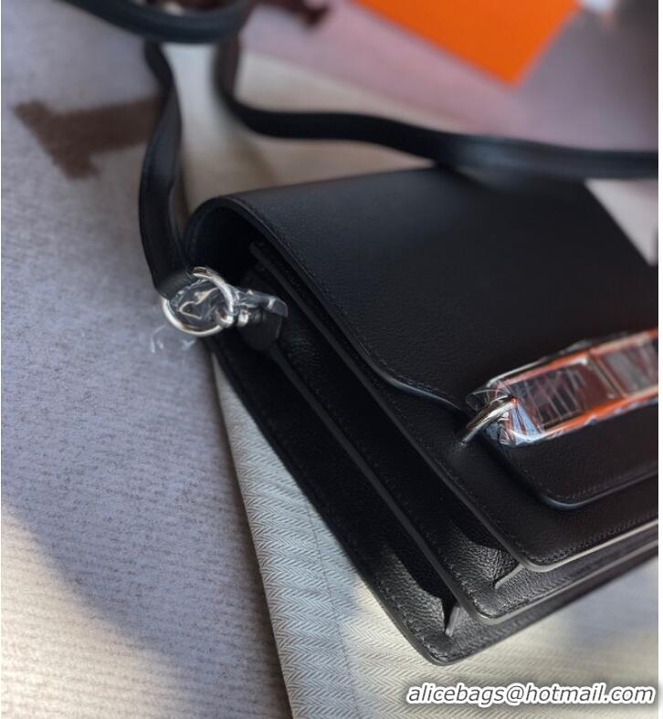 Classic Hermes Roulis 19cm Evercolor 9D H9003 black&Silver