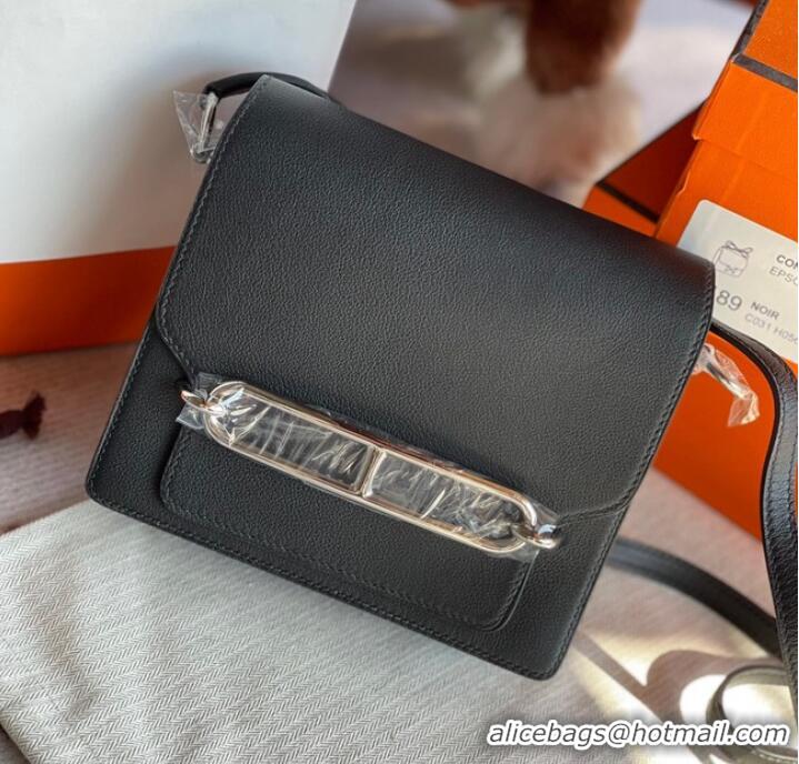 Classic Hermes Roulis 19cm Evercolor 9D H9003 black&Silver