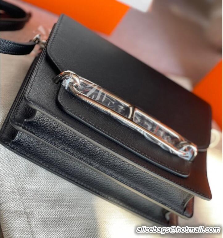 Classic Hermes Roulis 19cm Evercolor 9D H9003 black&Silver