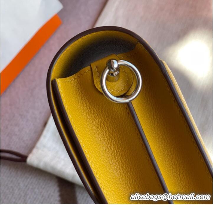 Super Quality Hermes Roulis 19cm Evercolor 9D H9003 yellow&Silver