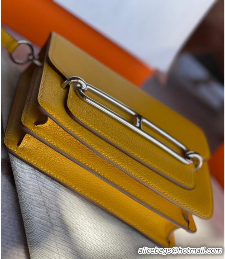 Super Quality Hermes Roulis 19cm Evercolor 9D H9003 yellow&Silver