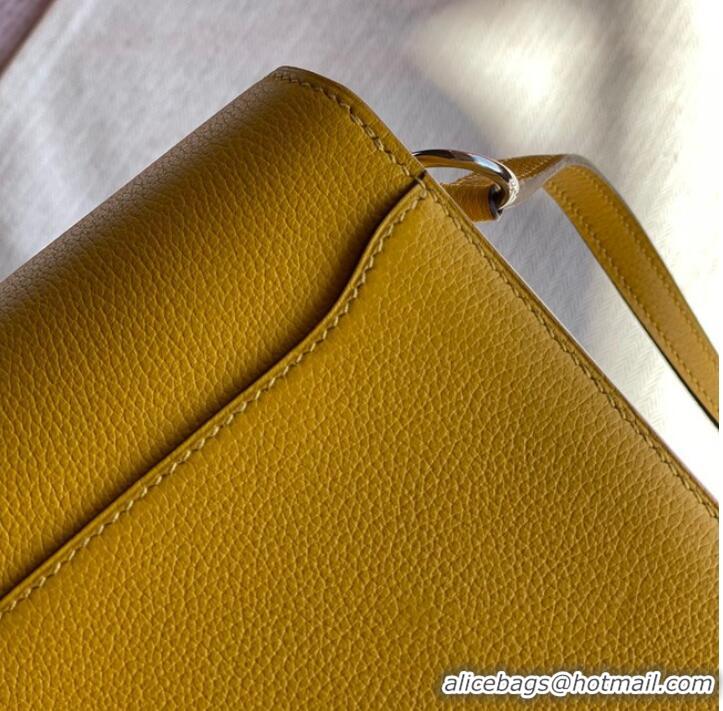 Super Quality Hermes Roulis 19cm Evercolor 9D H9003 yellow&Silver