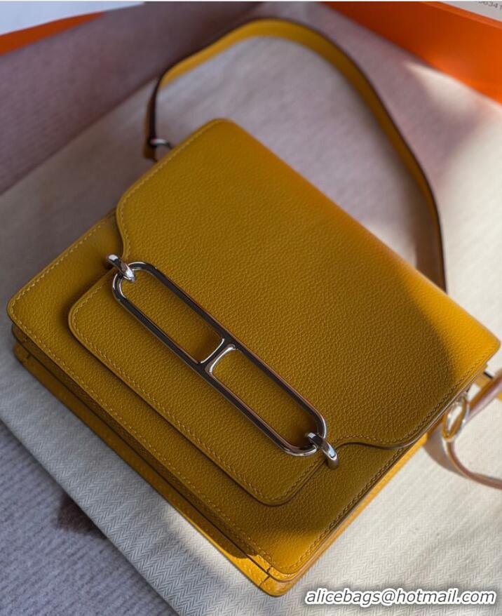 Super Quality Hermes Roulis 19cm Evercolor 9D H9003 yellow&Silver