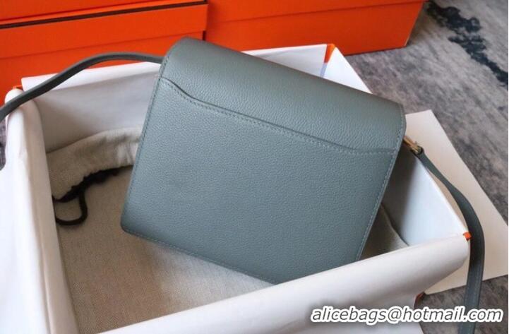 Top Quality Hermes Roulis 19cm Evercolor 9D H9003 gray&Gold