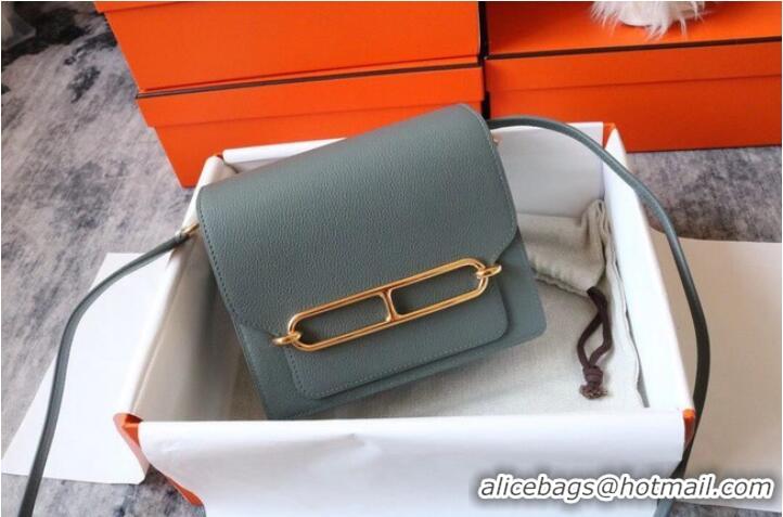 Top Quality Hermes Roulis 19cm Evercolor 9D H9003 gray&Gold