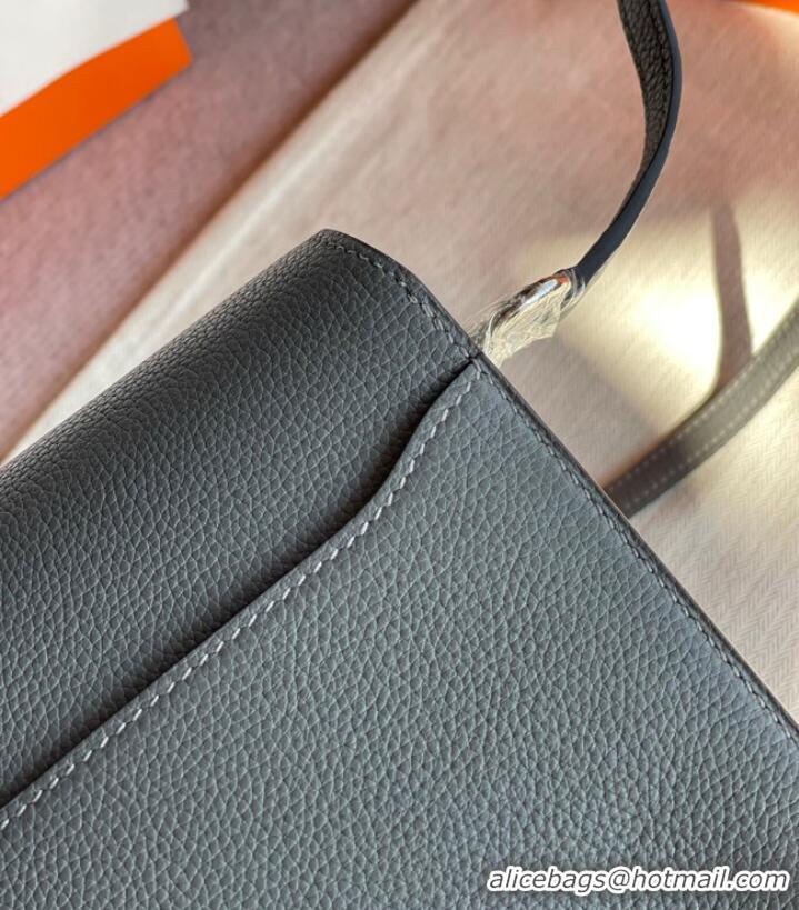 Famous Brand Hermes Roulis 19cm Evercolor 9D H9003 gray&Silver