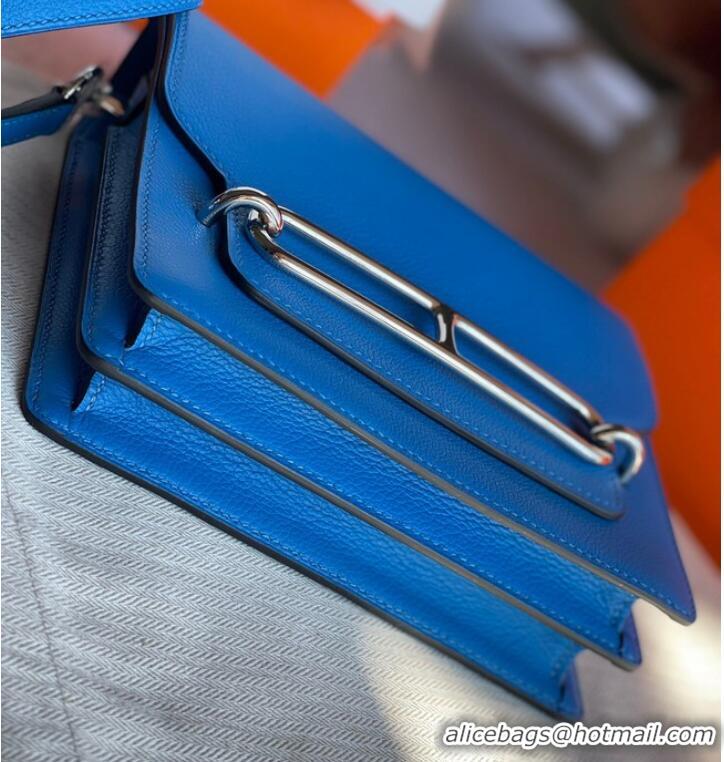 Buy Luxury Hermes Roulis 19cm Evercolor 9D H9003 Electro optic blue&Silver