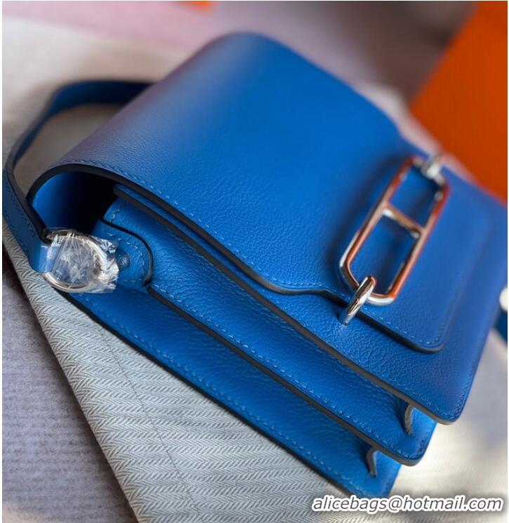 Buy Luxury Hermes Roulis 19cm Evercolor 9D H9003 Electro optic blue&Silver