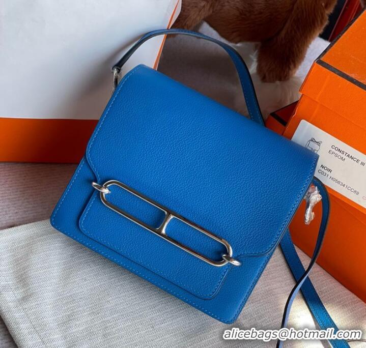 Buy Luxury Hermes Roulis 19cm Evercolor 9D H9003 Electro optic blue&Silver