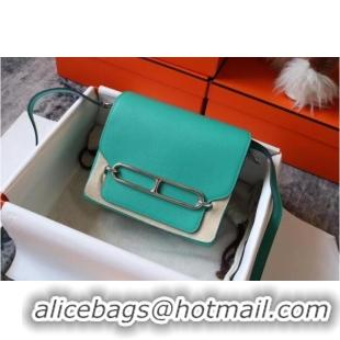 Original Cheap Hermes Roulis 19cm Evercolor 9D H9003 Lake water green&Silver