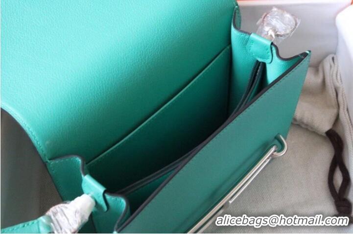 Original Cheap Hermes Roulis 19cm Evercolor 9D H9003 Lake water green&Silver