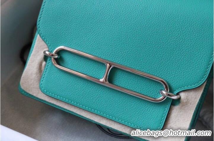 Original Cheap Hermes Roulis 19cm Evercolor 9D H9003 Lake water green&Silver