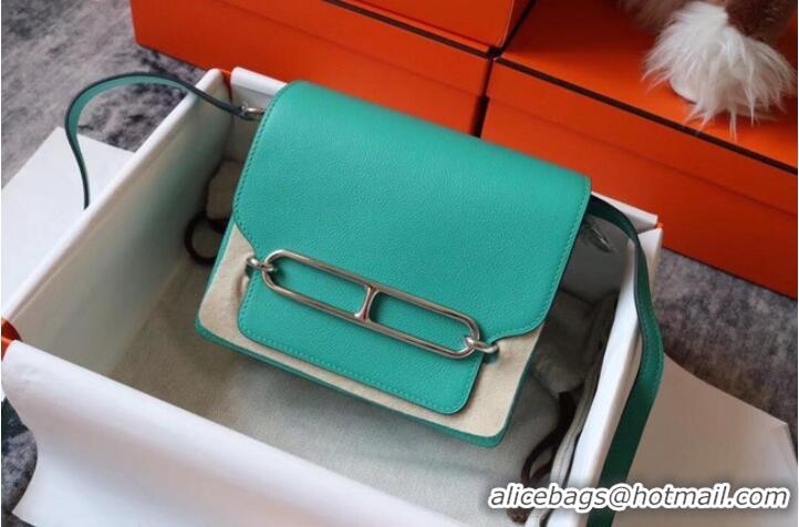 Original Cheap Hermes Roulis 19cm Evercolor 9D H9003 Lake water green&Silver