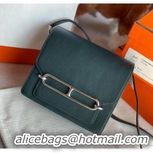 Pretty Style Hermes Roulis 19cm Evercolor 9D H9003 Lake water blackish green&Silver