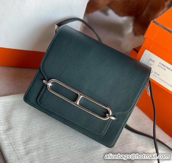 Pretty Style Hermes Roulis 19cm Evercolor 9D H9003 Lake water blackish green&Silver