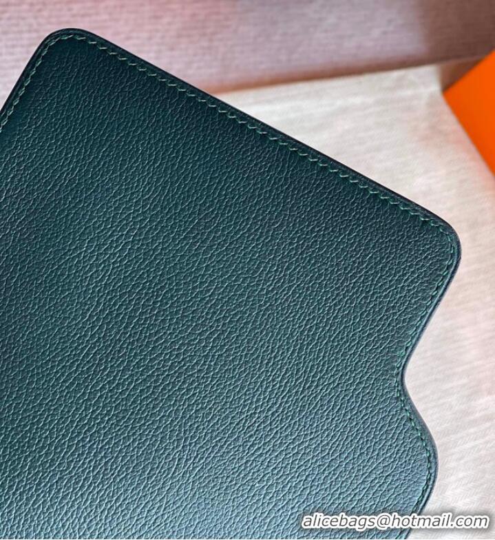 Pretty Style Hermes Roulis 19cm Evercolor 9D H9003 Lake water blackish green&Silver