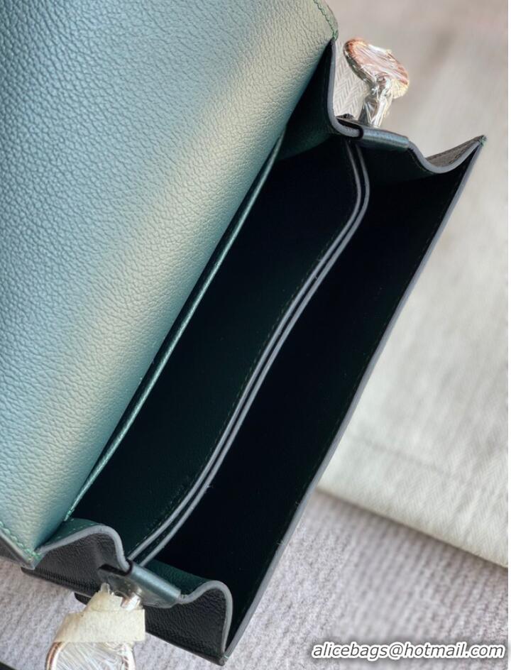 Pretty Style Hermes Roulis 19cm Evercolor 9D H9003 Lake water blackish green&Silver