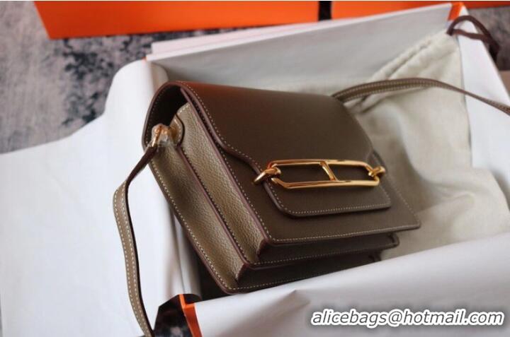 Cheapest Hermes Roulis 19cm Evercolor 9D H9003 dark gray&Gold