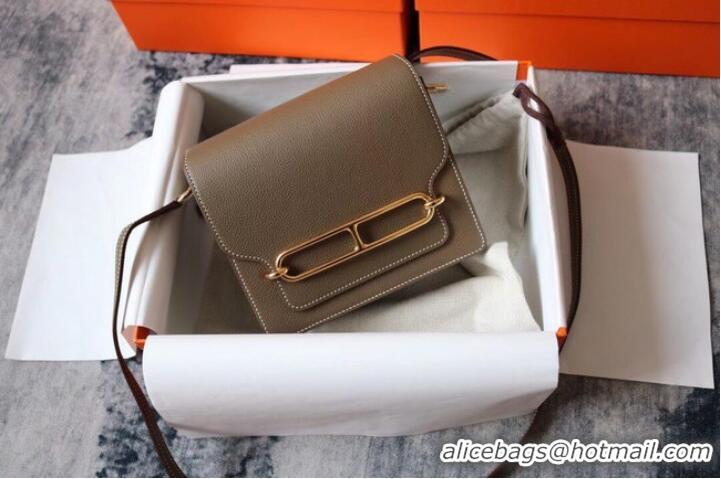 Cheapest Hermes Roulis 19cm Evercolor 9D H9003 dark gray&Gold