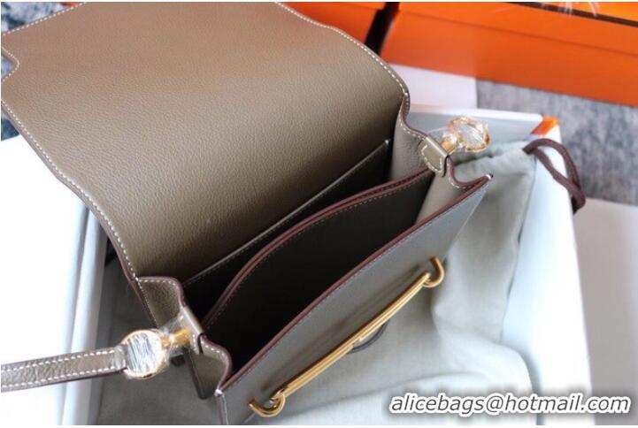 Cheapest Hermes Roulis 19cm Evercolor 9D H9003 dark gray&Gold