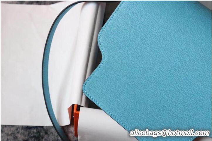 Top Grade Hermes Roulis 19cm Evercolor 9D H9003 sky blue&Gold