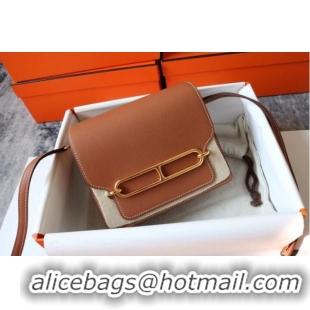 Shop Grade Hermes Roulis 19cm Evercolor 9D H9003 brown&Gold