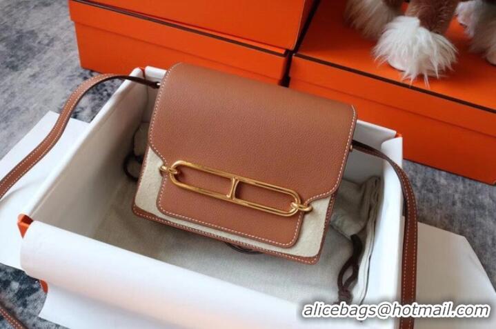 Shop Grade Hermes Roulis 19cm Evercolor 9D H9003 brown&Gold